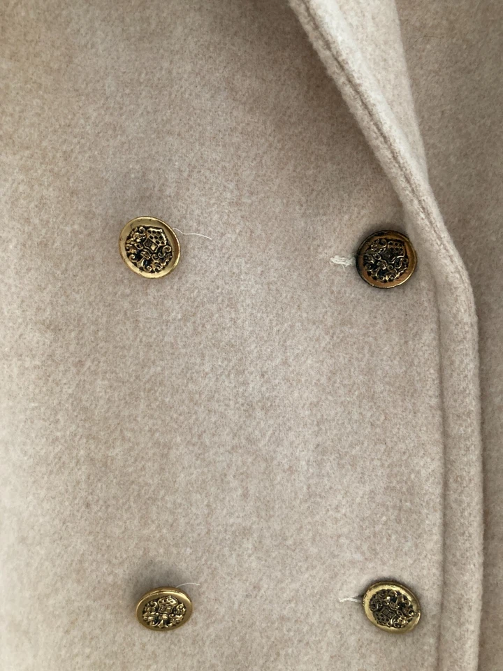 Abrigo De Colección Herman Kay Lana Guisante Doble Pecho Camel Academia Sofisticado Foto 4 de 4