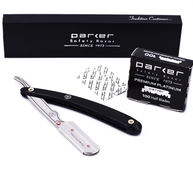 Parker SRB Straight Edge Barber Razor & 100 Parker Premium Platinum Half Blades eBay