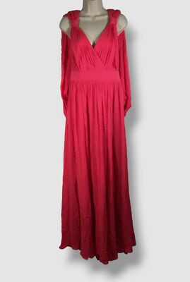 $5025 Elie Saab Women's Pink Silk Double Georgette Cape Gown Dress Size 46  | eBay