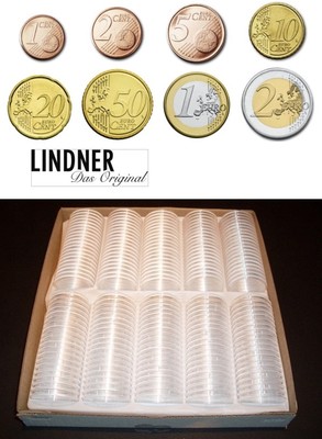 LINDNER Münzkapseln Münzenkapseln Münzdosen für Euro 1Ct-25  wählbar VPE 100 St.