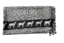 Black White Leopard Print 6’ X 42” Lightweight Shawl
