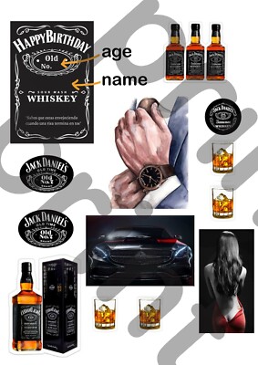 MAN WHISKEY JACK DANIELS EDIBLE cake toppers birthday cake print HIGH ...