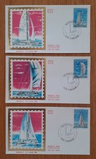 Série 3 enveloppes 1er jour sur Soie : LES BATEAUX - Monaco - Année 1985