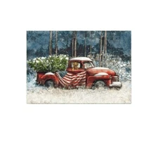 Patriotic Flag Red Truck Boxed Christmas Cards (Pack of 10) Holiday Greeting