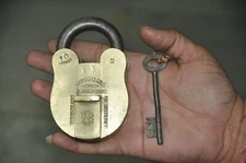 Vintage Brass Heavy 10 Levers Safeguard Solid Fine Padlock, Collectible