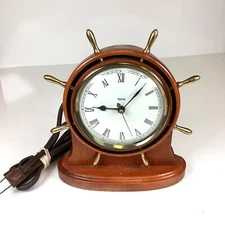 Vtg Trend Clocks Ships Wheel Captain Mantel Clock Zeeland MI * Works Great