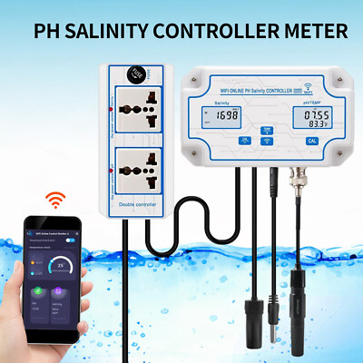 6 IN 1 Smart PH Salinity Controller Meter WIFI Aquarium Tank Seawater ...