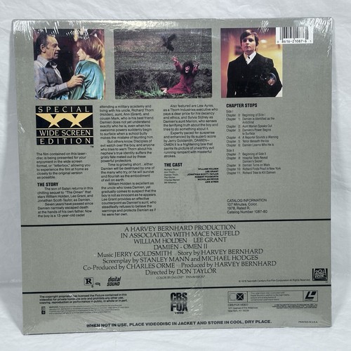 DAMIEN "OMEN II" OMEN 2 laserdisc LD Widescreen CULT HORROR SEALED - Picture 7 of 15