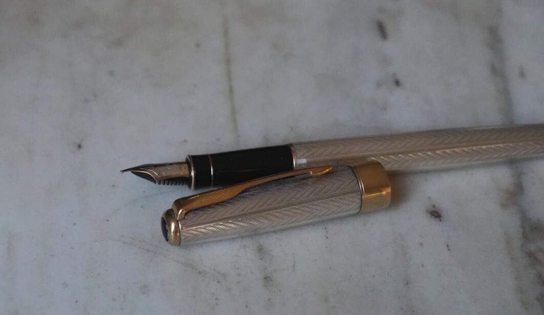 Stylo Roller Parker Sonnet En Argent Massif 925 - Finition Chevrons, Occasion