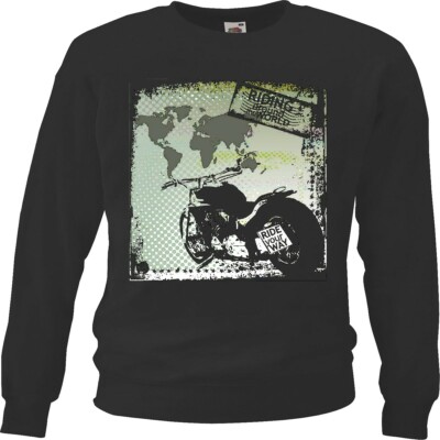Sweatshirt RIDE YOUR WAY BIKERSHIRT MOTORRAD CHOPPER GOTHIC MOTORCYCLE SKULL MOT