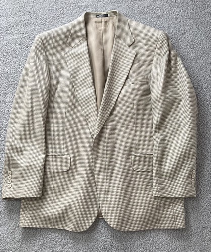 Stafford Brand Gray Black Plaid Blazer Sports Coat Suit Jacket Men’s Size 46 R