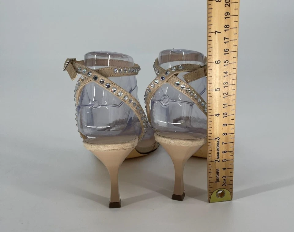 Sandálias femininas Nina New York tamanho 8 nude strass tiras salto gatinho - Imagem 3 de 4
