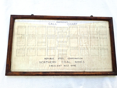 Emergency Call Chart~Republic Steel Corp~Northern Coal Mines~CRESCENT PA #2 Mine