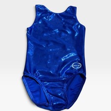 The Zone Leotard Kids Youth Medium Blue Excellent Metallic Foil Shine Athletic