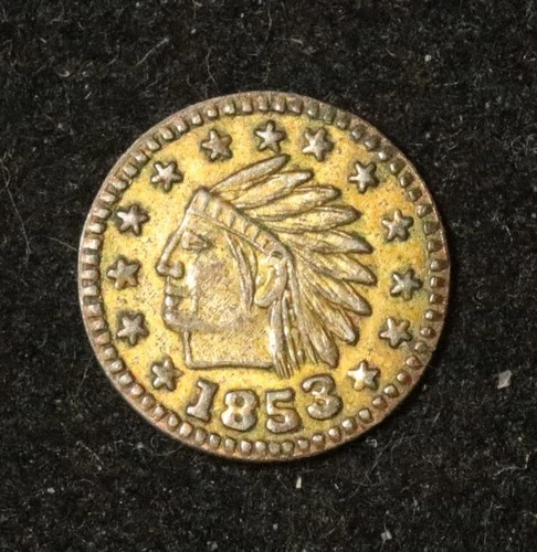 California 1853 Fractional Token - Round Indian Head