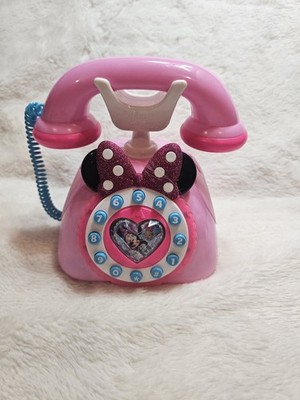DISNEY JUNIOR Minnie Mouse Ring Me Rotary Phone Pink Lights & Sounds Pink USED