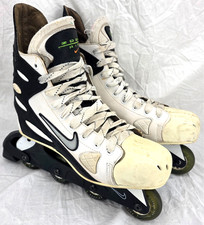 Nike HR0006 101 00 White Black Vtg Lace-Up Hockey Inline Skates Men's US 14