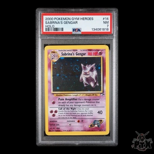 Sabrina's Gengar 14/132 PSA 7 SWIRL 🌀 Gym Heroes Pokemon