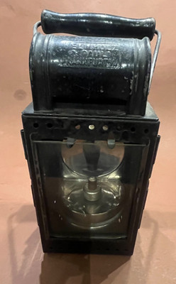 Alte Eisenbahner Karbit Lampe Eisenblech Helmholz & Pauli Frankfurt 28cm Deko