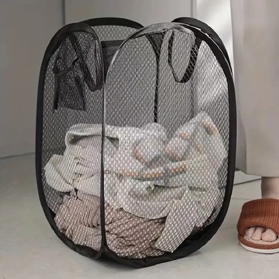 Mesh Pop-up Laundry Basket, Laundry Basket, Foldable Dirty Clothes Storage Baske