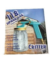Critter 118 Siphon Gun w 16 oz Mason Jar for Air Sprayer Stains Paints Pneumatic