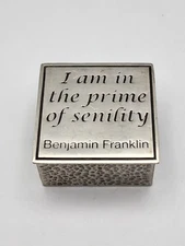 AE Williams Pewter Trinket Box Small with Benjamin Franklin Quote