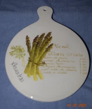 Effetti Italy Ceramic Trivet Hot Plate 8” x 10.25" Asparagi Handmade EUC