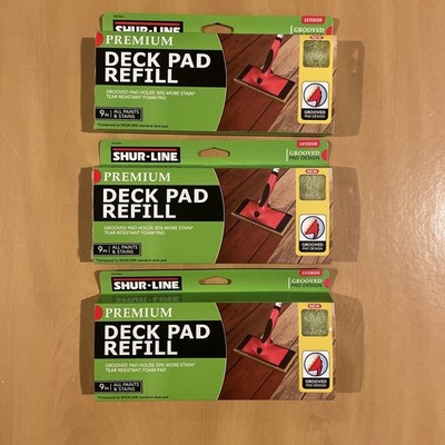 Lot Of 3 Shur-Line 2003864 Deck Pad Refills 9 In. Grooved Pad Design