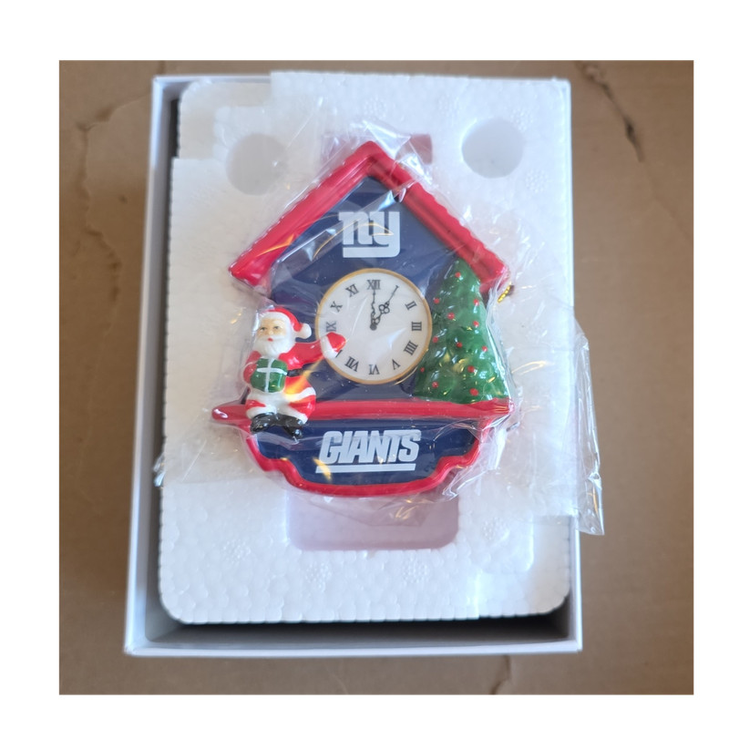 New York Giants Christmas Clock Ornament Santa Claus Holiday NFL Collectible