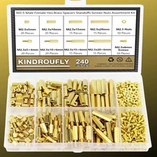 240Pc M2.5 Hex Male-Female Standoff/Screw/Nut Kit for Raspberry-Pi Spacer + Box