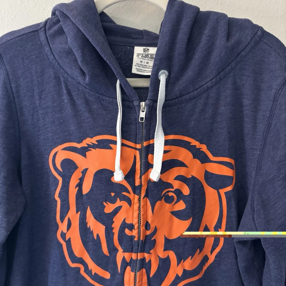 Женская толстовка с капюшоном Victoria's Secret РОЗОВАЯ Chicago Bears средний размер синяя ОЦЕНКА ЕЩЕ ОДНА - Изображение 2 из 4
