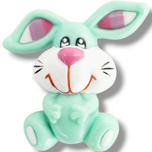 Russ PIN Easter Vintage BUNNY RABBIT Rainbow Ears 1980s Brooch GREEN