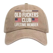 100% Bitter Old F**kers Club Lifetime Member Hat Vintage Adjustable Baseball Cap