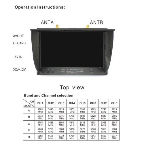 RC FPV Monitor DVR 5.8G 40CH 7”LCD Screen Monitor 800x480 Receiver for FPV Drone - Picture 3 of 14