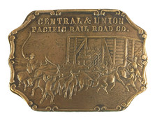 Vintage CENTRAL & UNION PACIFIC RAIL ROAD CO BELT BUCKLE - Bergamot Brass Works