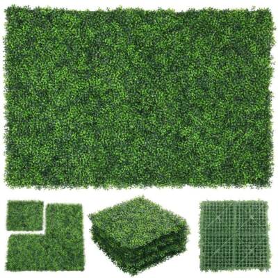 24PCS 10''x10'' Artificial Plants Mat Wall Hedge Decor Privacy Fence Panel Grass