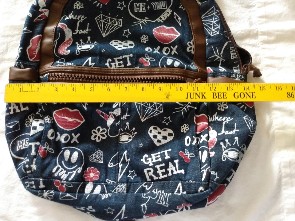 NUEVA CAMISETA Y Jeans Graffiti Denim Mochila Cúpula Grande Foto 2 de 4