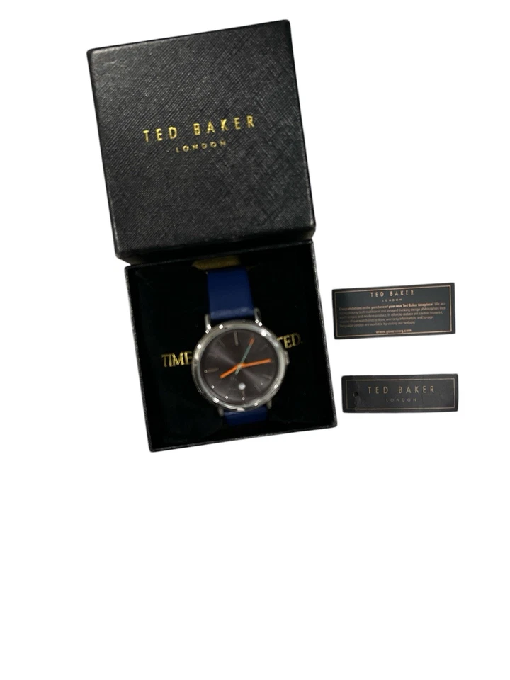 Relógio Ted Baker masculino pulseira de couro azul com mostrador analógico cinza 10031505 - Imagem 4 de 4