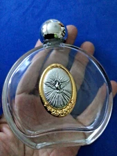LG HOLY WATER Glass Bottle Holy Spirit Ghost Protection Medal 4oz Empty