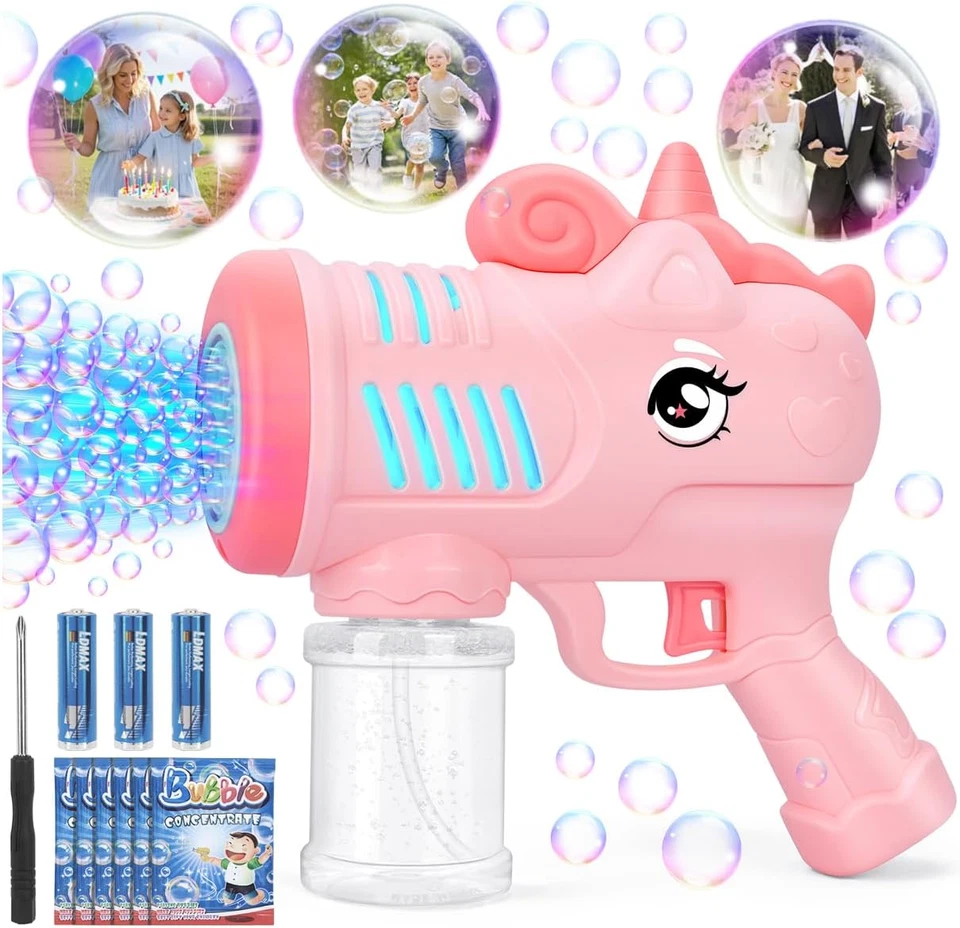 Seifenblasenmaschine Einhorn Seifenblasenpistole Kinder Seifenblasen Pistole NEU