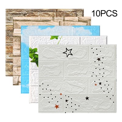 10PCS/set 3D Self-adhesive Tile Stone Brick Wall Sticker Soft Foam Panels New
