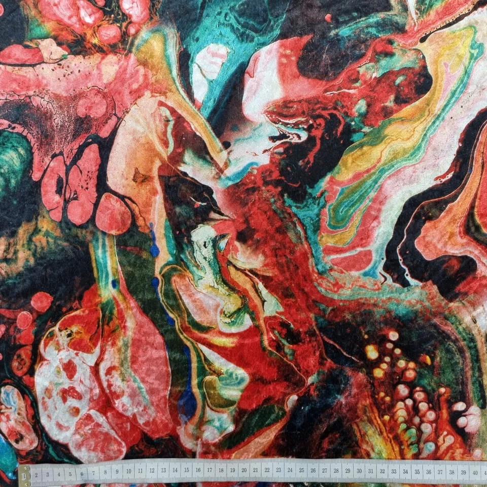 Pannesamt Stoff Meterware mit abstrakten Muster, Kleiderstoff, Stretch - Bild 4 von 4