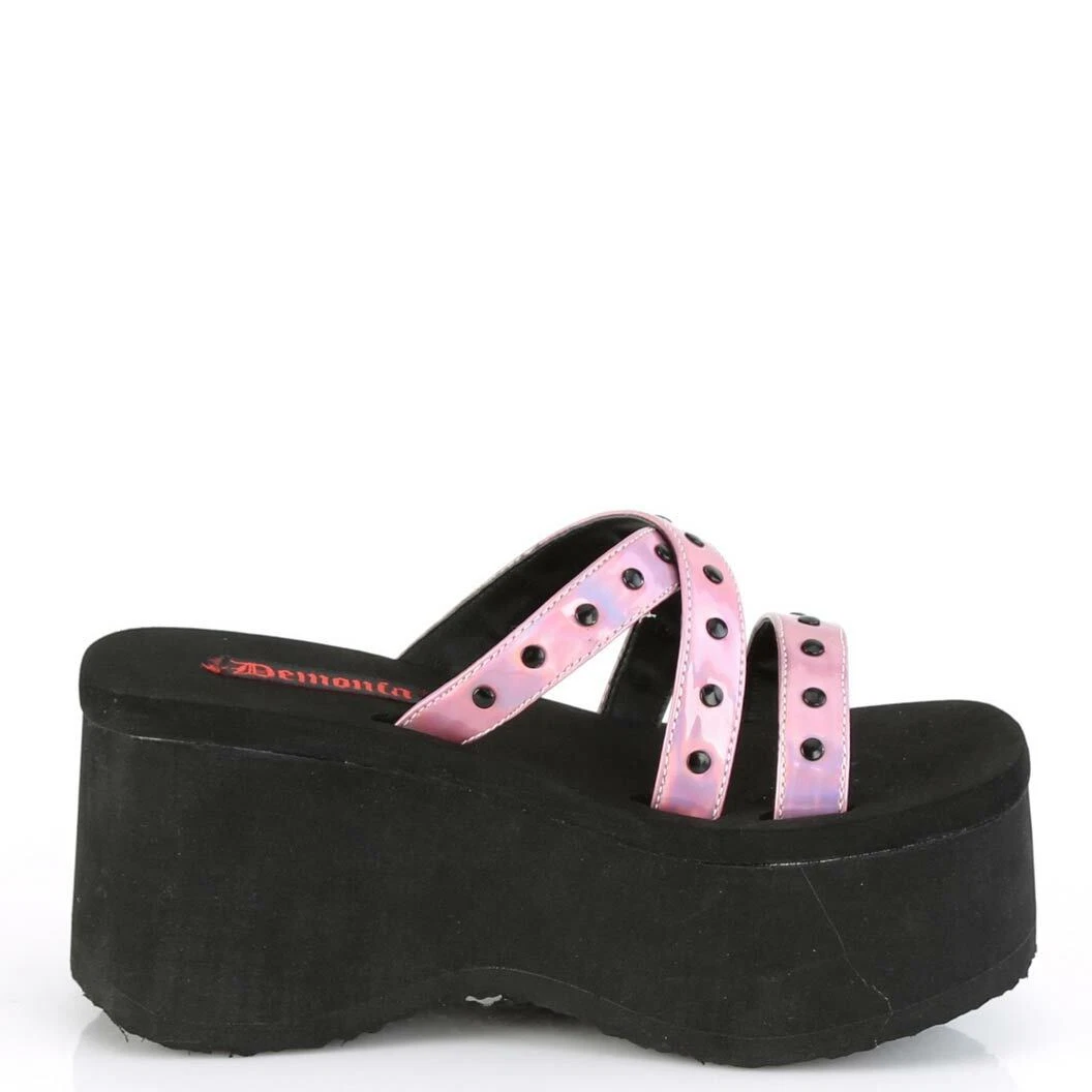 Demonia Funn 19 Pink Studded Platform Sandals Ships in 2 4 Weeks