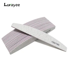 Nail File Buffer 100/180 Half Moon Double Side Sandpaper Nail Sanding Grinding