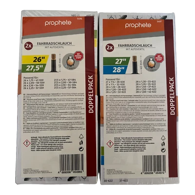 2x Prophete Selbstreparierender Fahrradschlauch mit Pannenschutz GEL 26-28" Zoll