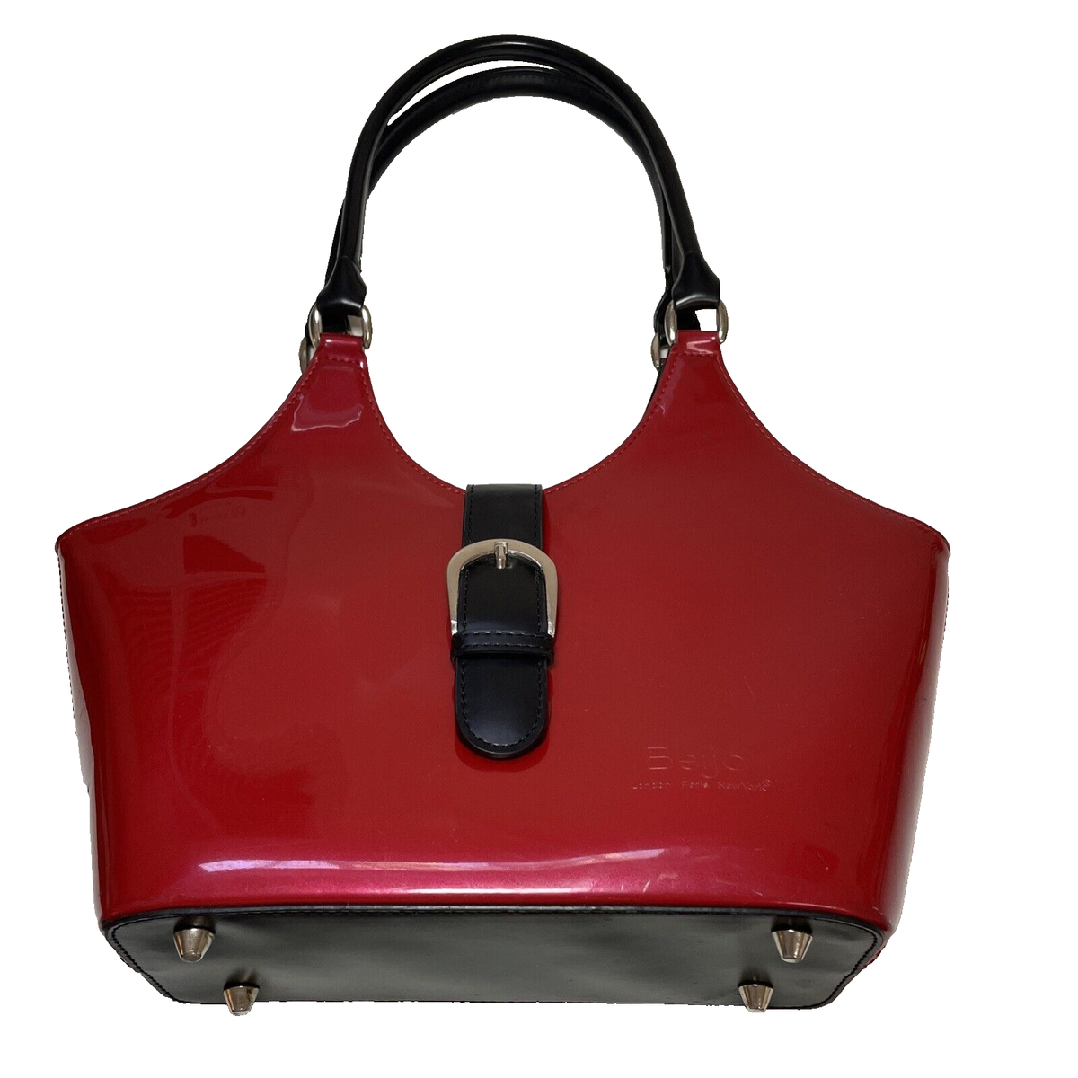 Beijo 12-inch Red Patent Leather Purse Satchel /Shoulder Bag