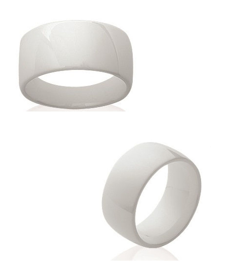 Bague en céramique blanche alliance épaisse anti rayure taille 58 ou 60