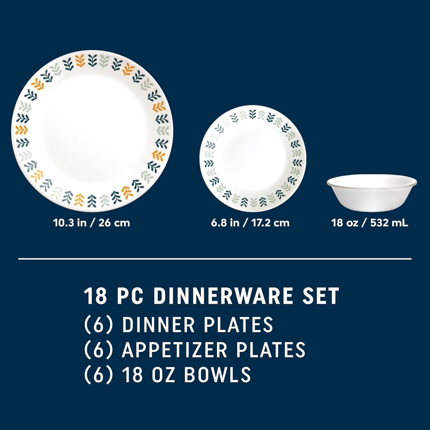 18-Piece Glassware Set, 6-Person, Triple Glass Plate and Bowl Set