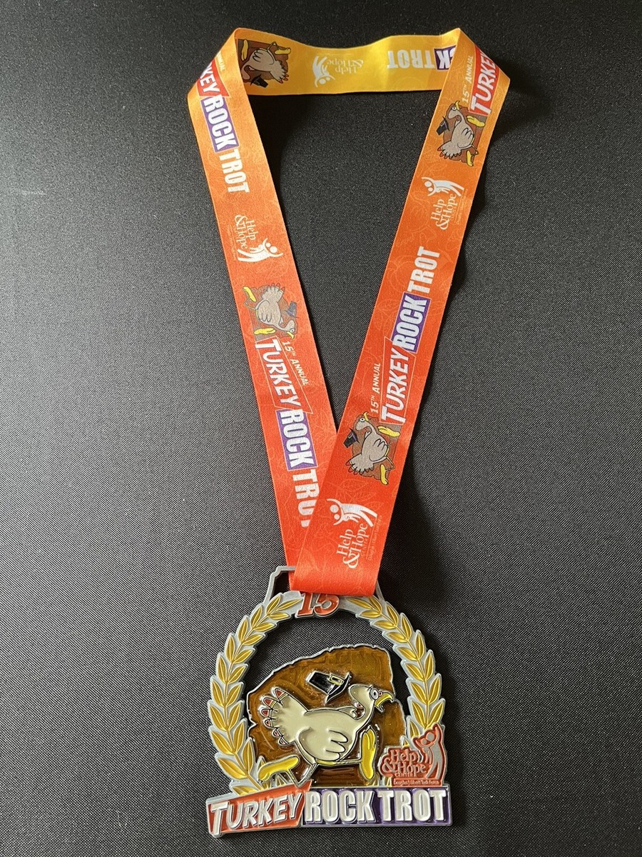 Turkey Rock Trot Thanksgiving 5k Run Walk Finisher Medal 15th