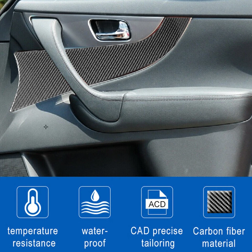 Cubierta de panel interior de puerta de auto de fibra de carbono 4* para Infiniti FX35/37/50 QX70 Foto 4 de 4